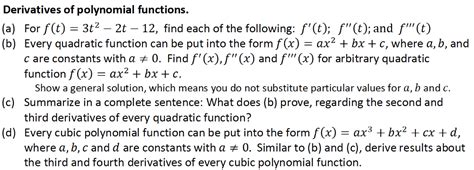 Solved Derivatives Of Polynomial Functions A For Ft 3t2