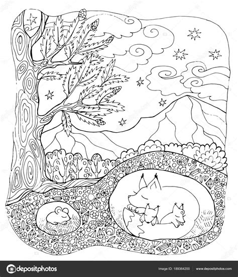 Forest Animals Coloring Page Coloring Page Forest Animals — Stock