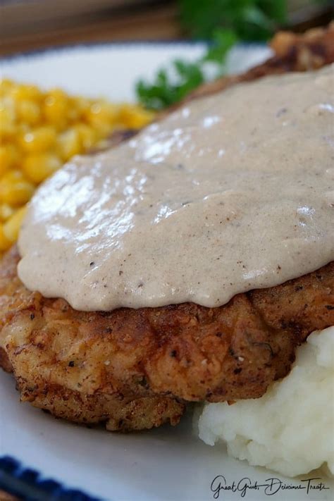 You really don't want to coat the steaks in the flour mixture ahead of time, because the buttermilk can work it's way through the flour, and that can lead to a soggy breading. Chicken Fried Steak with Country Gravy - Great Grub, Delicious Treats