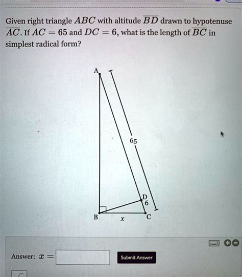 Solved Given Right Triangle Abc With Altitude Bd Drawn To Hypotenuse