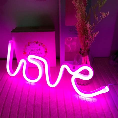 Led Neon Sign Light Usbbattery Powered Night Light Wall Word Poster