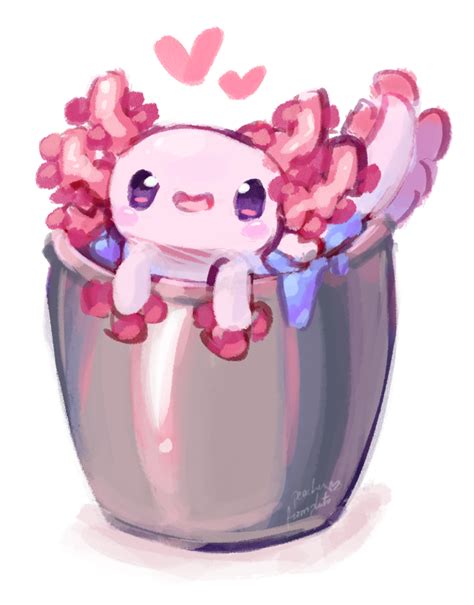 Cute Minecraft Axolotl Drawing A Baby Axolotl On The Side Of A Group
