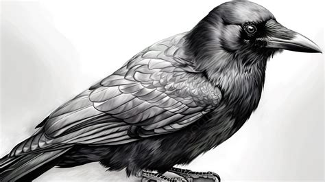 Black And White Drawing Of A Raven Background Crow Picture For Drawing