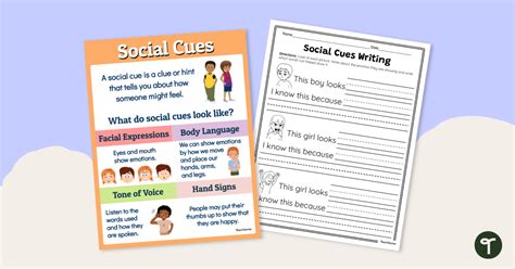Social Cues Poster And Worksheet Teach Starter