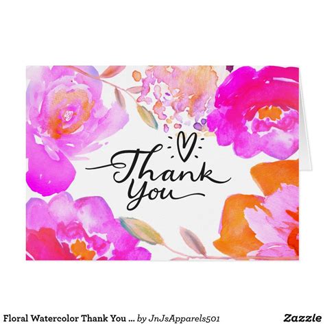 A Thank Card With Watercolor Flowers And The Words I Love You On It