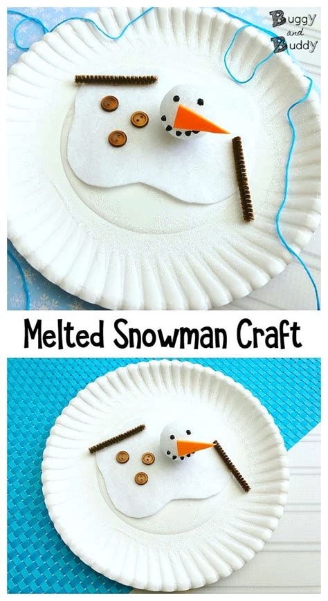 Paper Plate Melting Snowman Winter Craft For Kids Buggy And Buddy