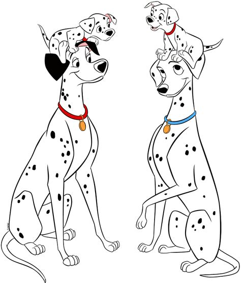 Clip Art Of Pongo And Perdita With Their Puppies Disney