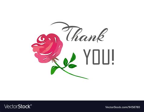 Thank You Lettering And A Pink Rose Royalty Free Vector
