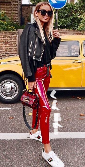 Pin By On Red Leather Pants Street Style Fall Outfits