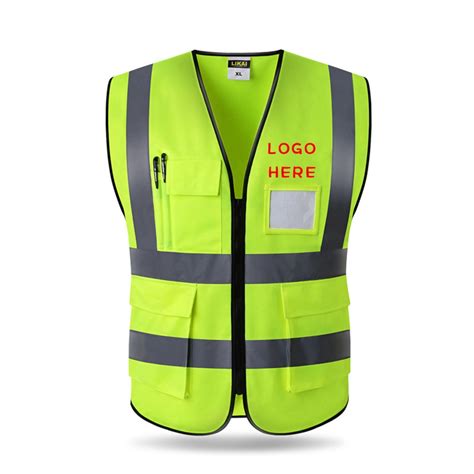 High visibility safety vest custom your logo protective workwear 5 pockets with reflective strips outdoor work vest (neon yellow (l)). Police high visibility reflective vests,custom safty vests ...