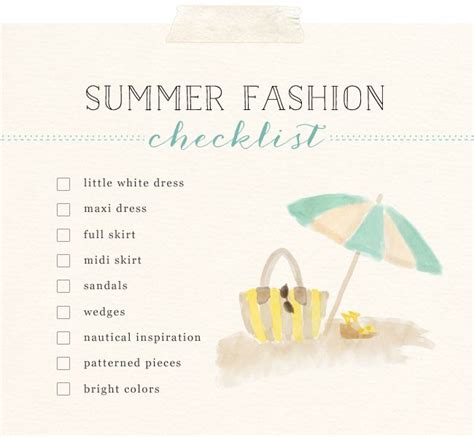 Summer Fashion Checklist Ruche Blog Summer Fashion Summer