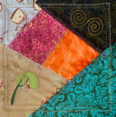 Crazy Quilt Block Machine Embroidery Sew And Fold Etsy