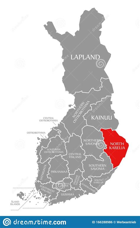 North Karelia Red Highlighted In Map Of Finland Stock Illustration