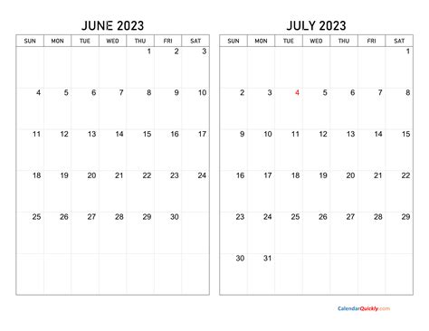 Calendar For June 2023 And July 2023 Printable Free Pelajaran