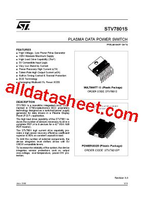 STV7801S Datasheet PDF STMicroelectronics