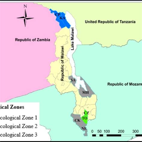 Map Of Malawi Showing The Ecological Zones And Districts Cp Chitipa