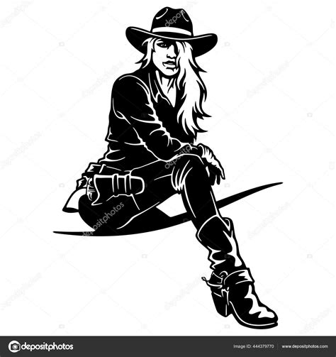 Cowgirl Girl Wild West Cricut Silhouette Svg Vector Clip Art Cut Ready Files Stock Vector