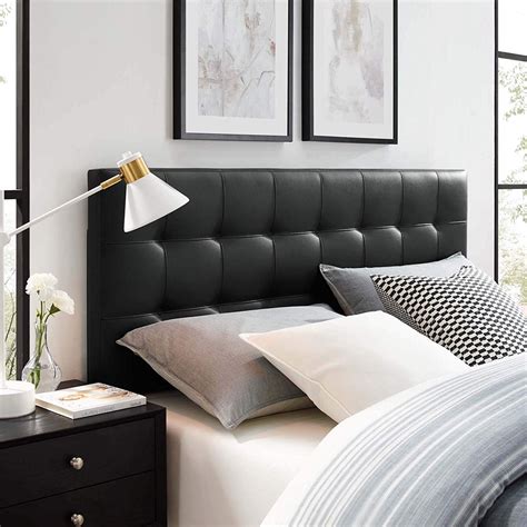 Black Tufted Faux Leather Headboard Under 100 Rectangular Easy Clean
