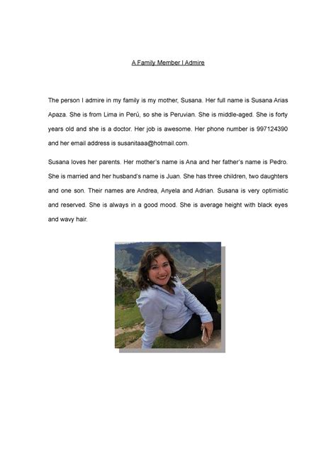 A Family Member I Admire Semana 9 - A Family Member I Admire The person