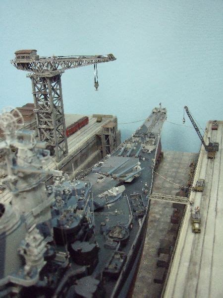 Uss Missouri In Dry Dock 1350 Scale Model Diorama Warship Model