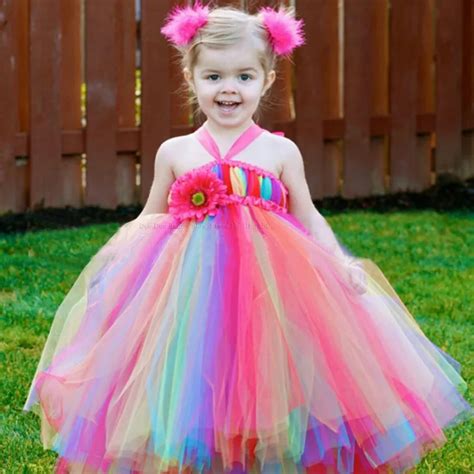 Multicolor Rainbow Cute Toddler Dresses 1st Birthday Girl Tutu Baby