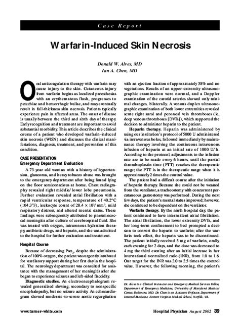 Pdf Warfarin Induced Skin Necrosis Donald Alves