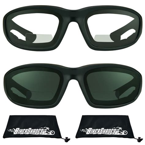 Bikershades Motorcycle Safety Bifocal Reader Sunglasses Z87 Foam Smoke Clear
