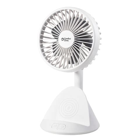 Comfort Zone 4 Rechargeable Fan With Wireless Charger Personal