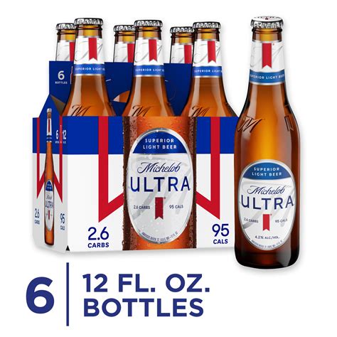 Michelob Ultra Light Beer 6 Pack Beer 12 Fl Oz Bottles 42 Abv