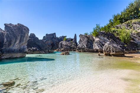 Rock Formations At The Beach In Bermuda Stock Image Image Of Geology