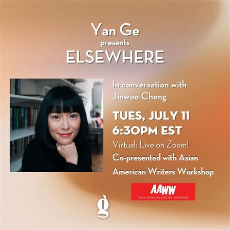 Virtual Aaww And Greenlight Present Elsewhere With Yan Ge Asian American Writers Workshop