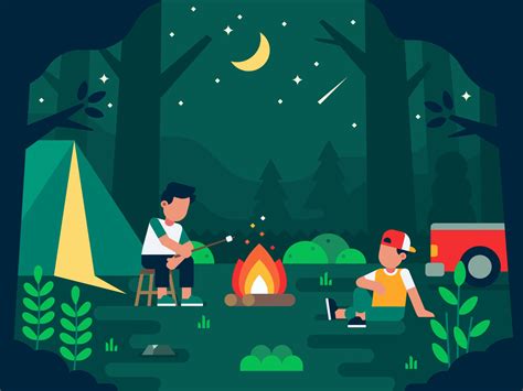 Serene Night Camping Scene Wallpaper