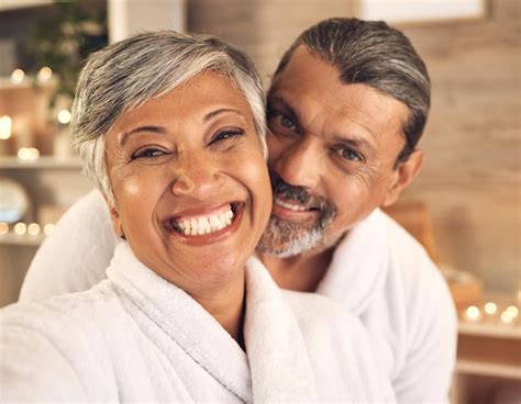 Premium Photo Selfie Portrait And Love With Old Couple In Spa For