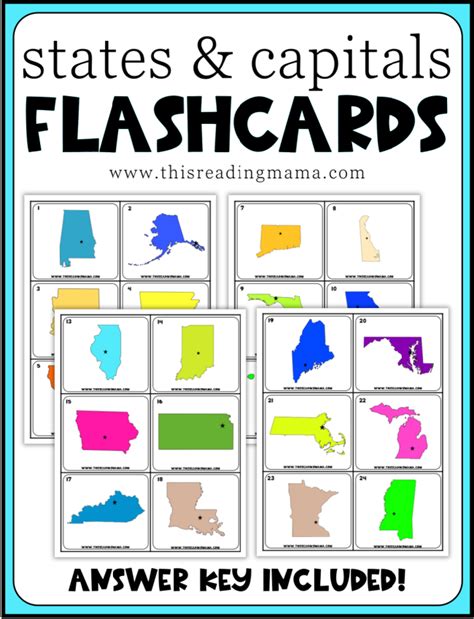 States And Capitals Flashcards This Reading Mama