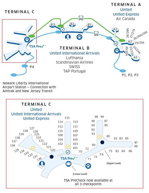 Newark Airport Terminal Mapa Del Aeropuerto De Newark Mapa Unidas