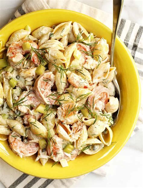 Easy Seafood Pasta Salad With Crab And Shrimp Pinch And Swirl