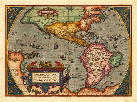 America 1598 Americæ Sive Novi Orbis Ortelius Antique Map
