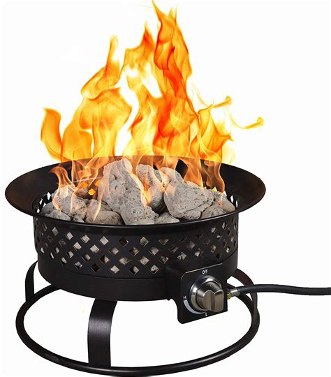 Also, a propane gas fire pit is by far the most convenient fire pit table option, as it saves you from having to keep wood or charcoal on hand for fuel. Bond Manufacturing 67836 54,000 BTU Aurora Camping ...