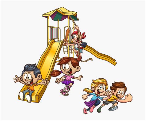 Playground Slide Child Clip Art Cartoon Kids Playing Hd Png Download