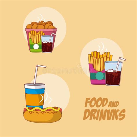 Foods And Drinks Line Colored Icons Style 6 Vol 2 Stock Vector