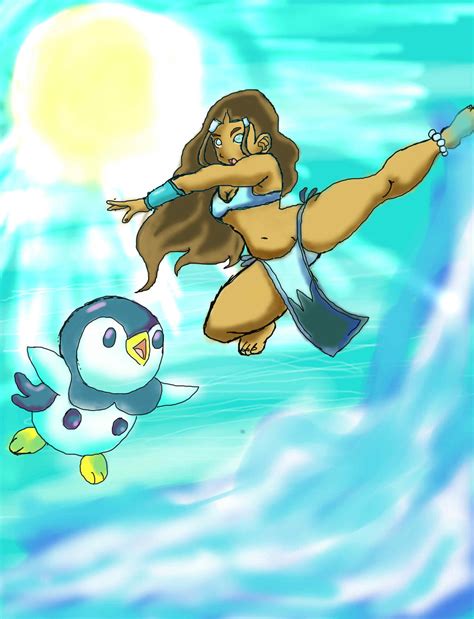 Katara Water Binding With Piplup Color By Spirit Detectived On