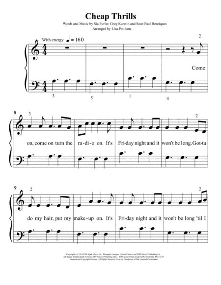 Don't cry snowman, not in front of me / who will catch your tears if yo. Download Cheap Thrills - Easy Piano Sheet Music By Sia ...