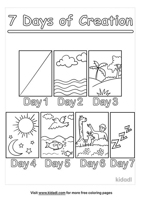 Free 7 Days Of Creation Coloring Page Coloring Page Printables