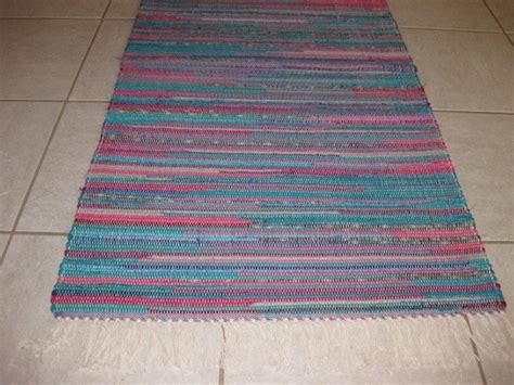 Handwoven Teal And Hot Pink Rag Rug 25 X 56