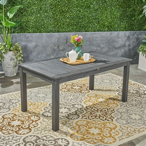 79 Gray Contemporary Rectangular Expandable Outdoor Patio Dining Table