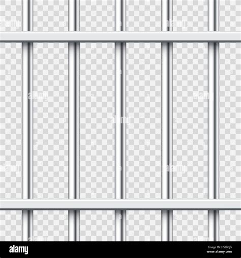 Realistic Metal Prison Bars Isolated On White Background Detailed Jail