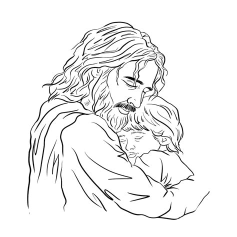 Premium Vector Hand Drawn Jesus Holding A Baby Vector