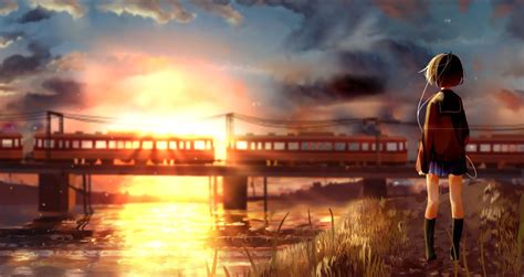 Sunset Long Train Wallpaper Engine Anime Anime Wallpaper Anime