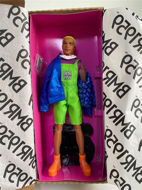 Bn Mattel Barbie Bmr1959 Fully Poseable Fashion Doll With Neon Hair In Neon Overalls And Puffer