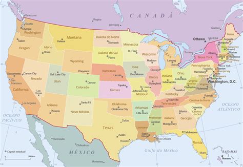 Mapa Pol Tico Dos Estados Unidos